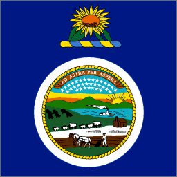 The sunflower crowns the seal on the Kansas state flag.